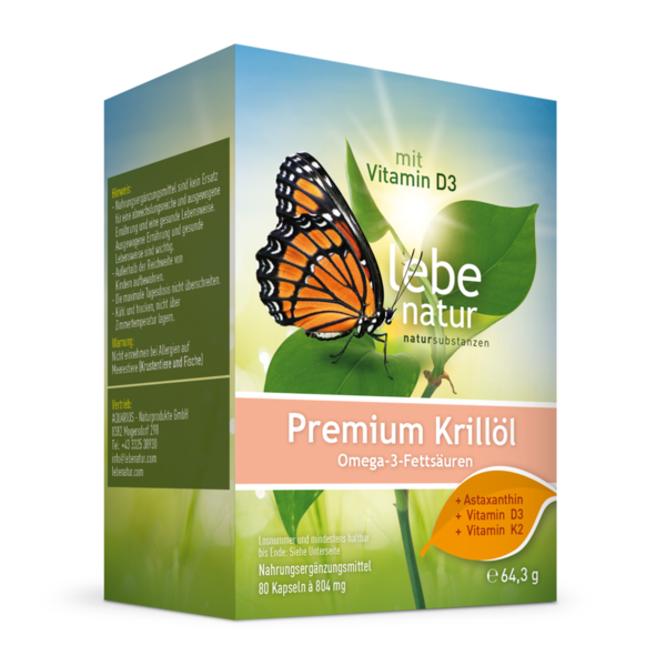 Krillöl Premium + Vitamin D3 + Vitamin K2 + Astaxanthin 80er lebe natur®