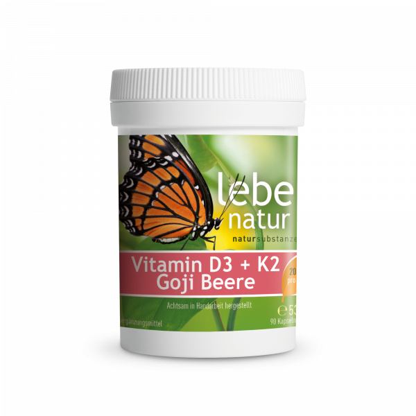 Vitamin D3 + K2 + Goji Beere  90 KPS à 595 mg lebe natur®